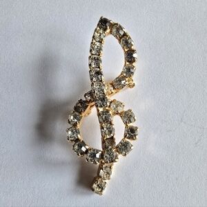 Vintage treble clef brooch pin music note jewelry g rhinestone musician